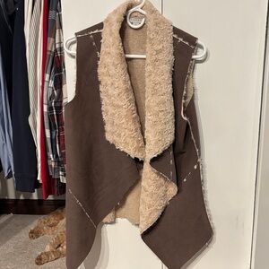 FAVLUX Brown and Cream Shearling Vest